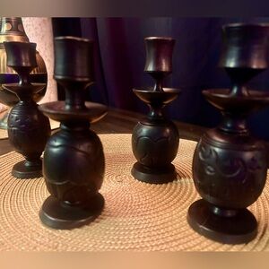 Ironwood candlesticks (4) candle holder traditional African art carved
